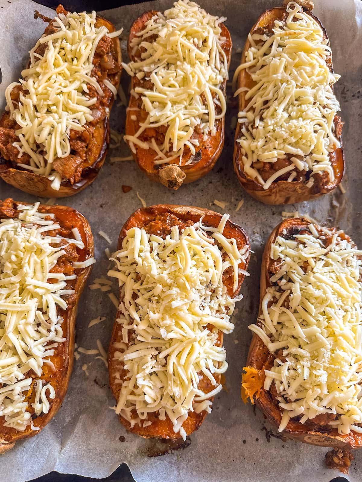 squash topped with mince and cheese