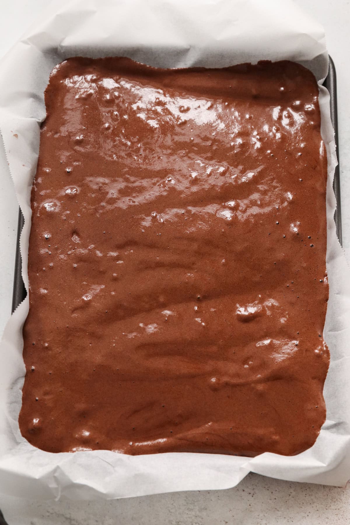 batter poured into baking tray