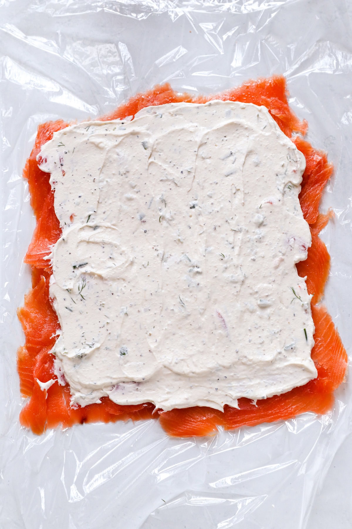 smoked salmon topped with cream cheese