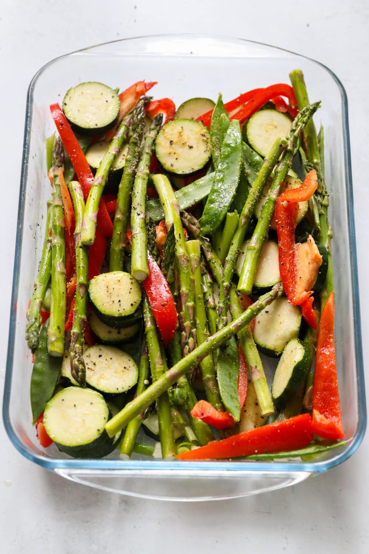 seasoned vegetables in tray