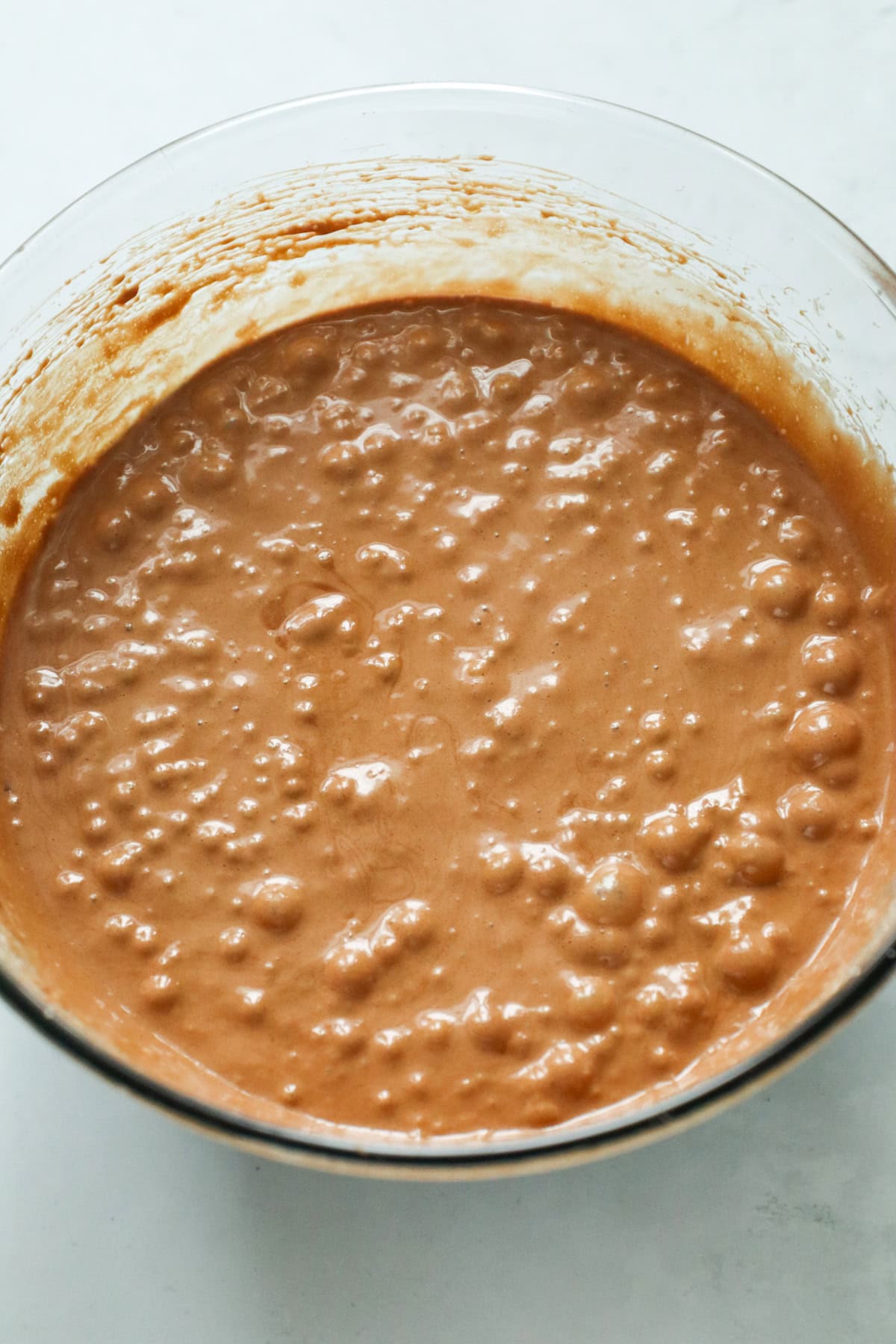 whisked egg mixture and chocolate mixture