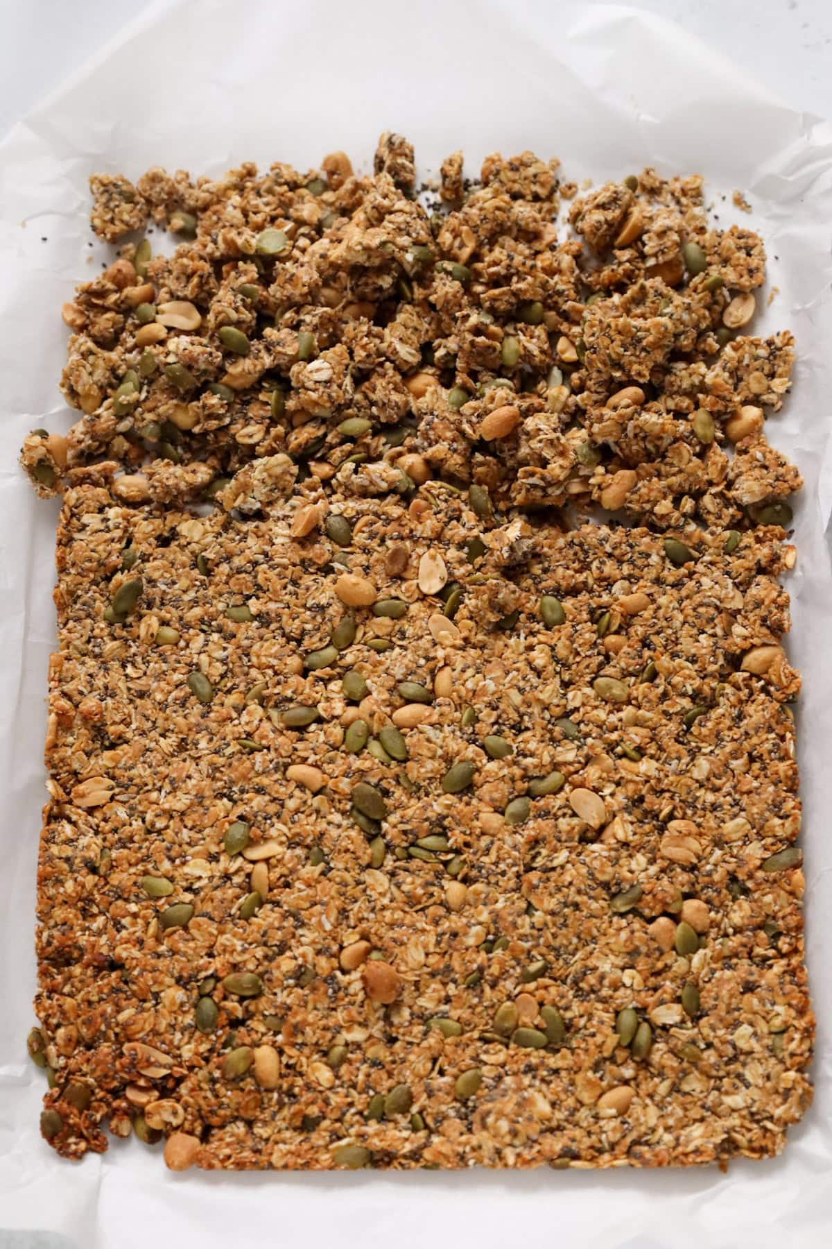 breaking oats into chunks