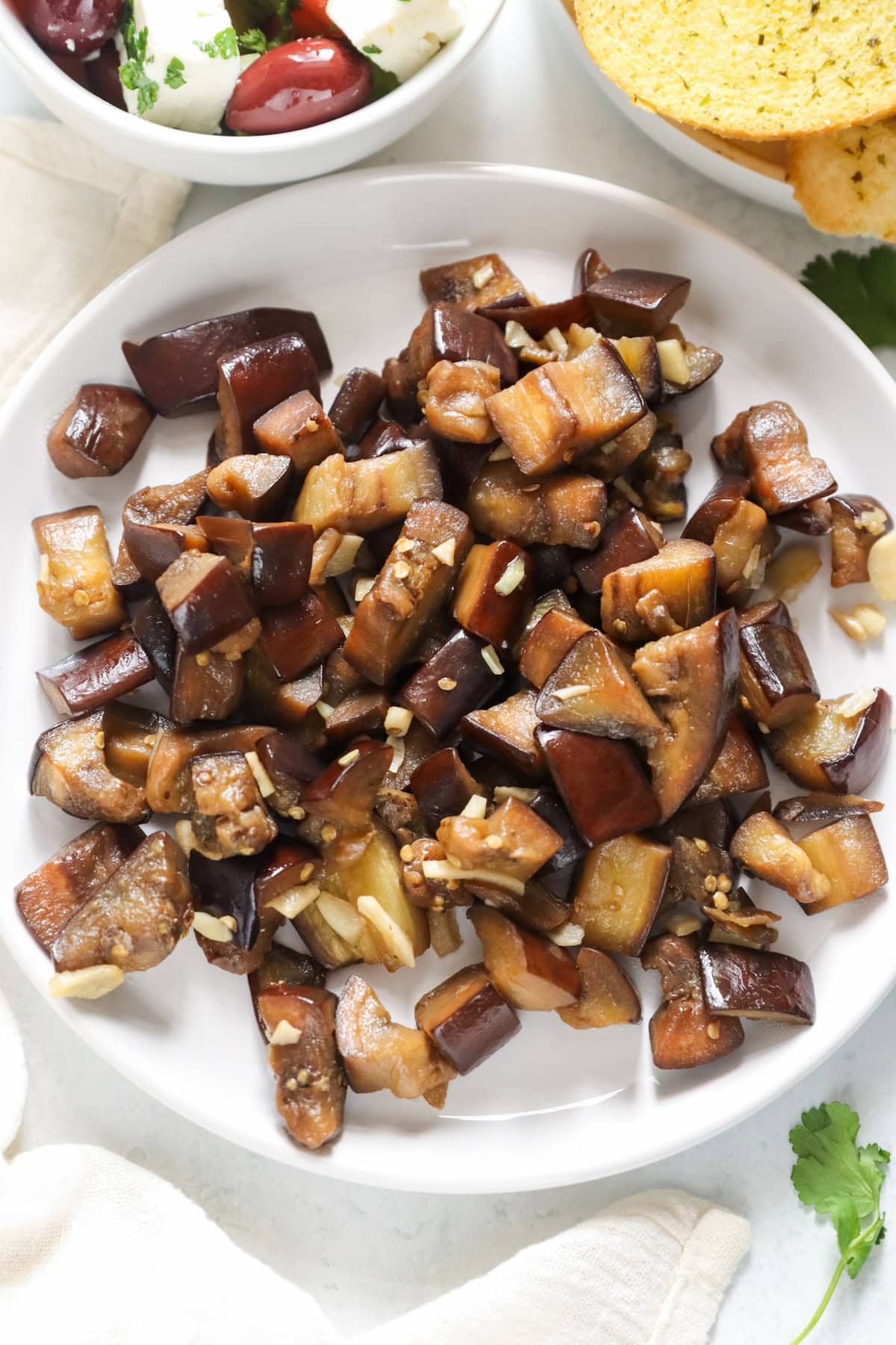 aubergine and garlic stir fry
