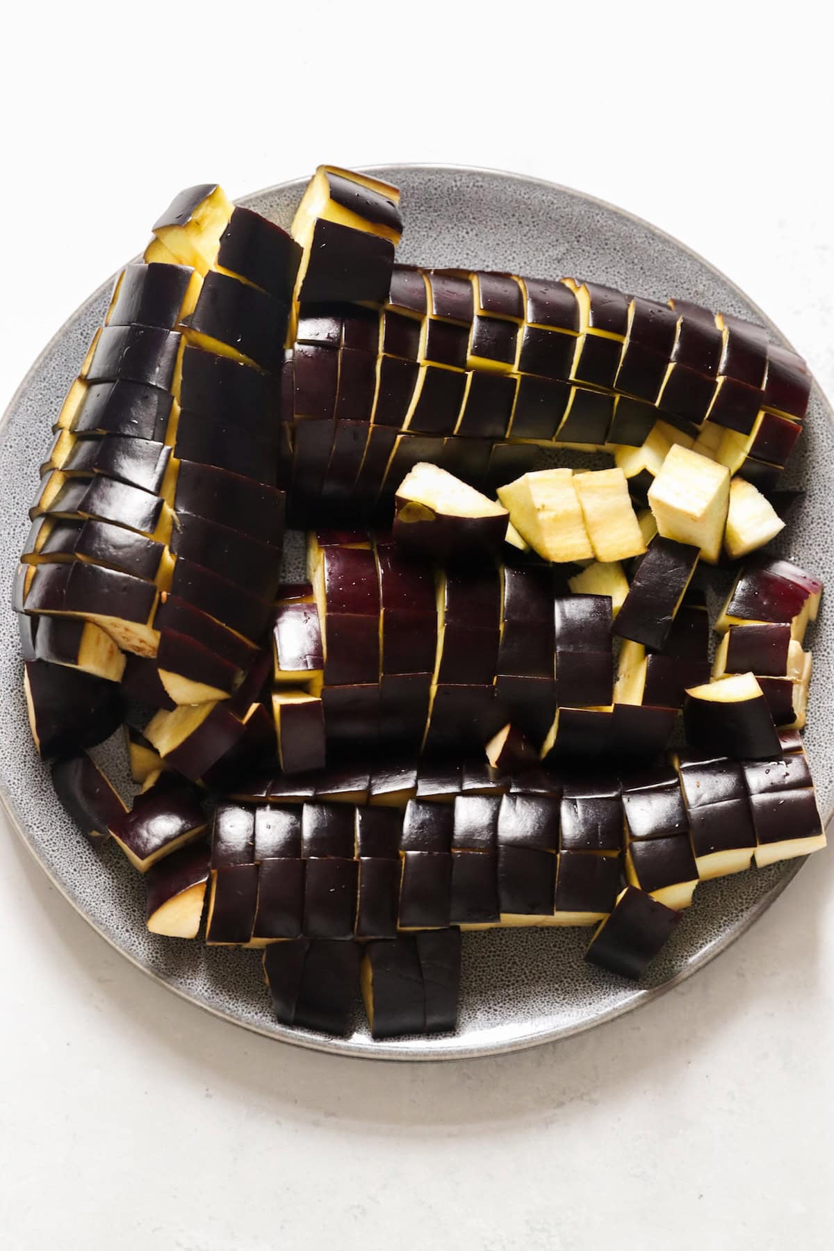 diced aubergine