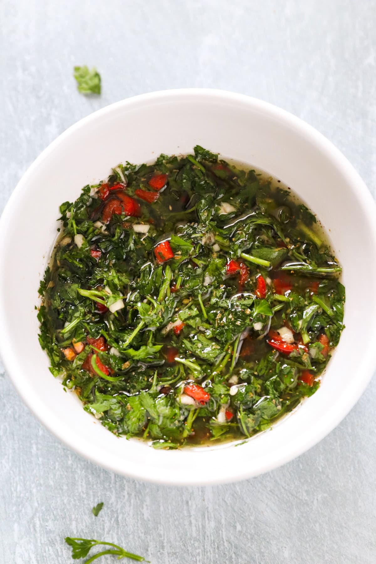 parsley added to bowl
