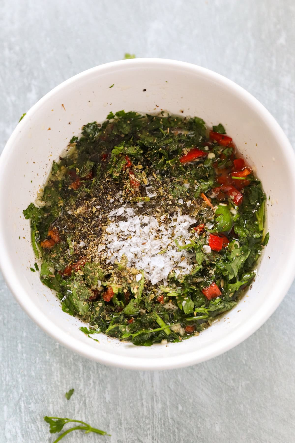 salt, black pepper and oregano added